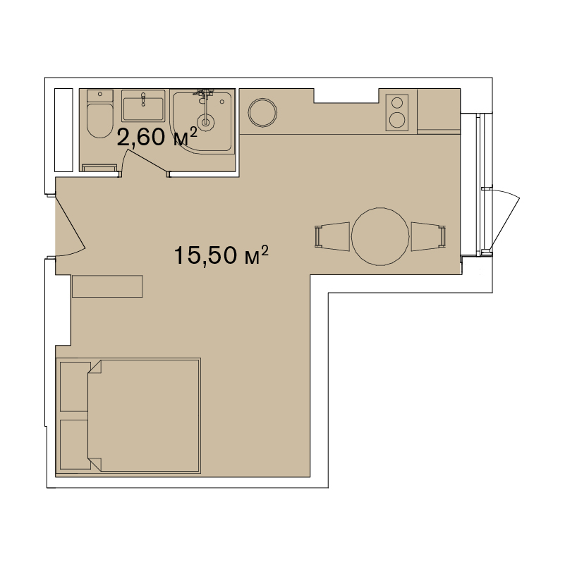 1-кімнатна 23.4 м² в Апарт-комплекс Smart Hill від 83 182 грн/м², м. Яремче