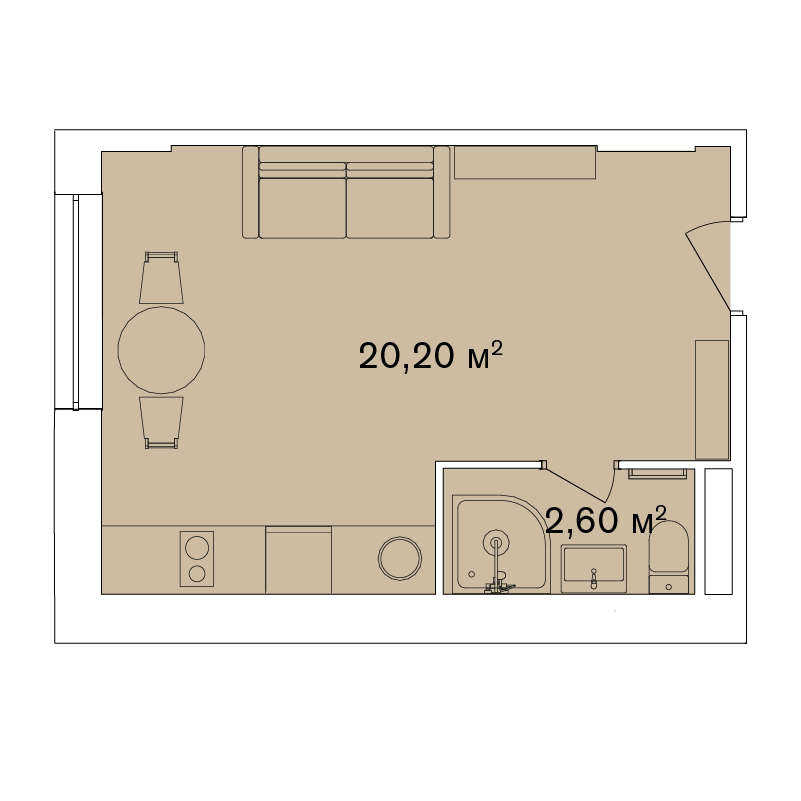 1-комнатная 22.8 м² в Апарт-комплекс Smart Hill от 61 292 грн/м², г. Яремче