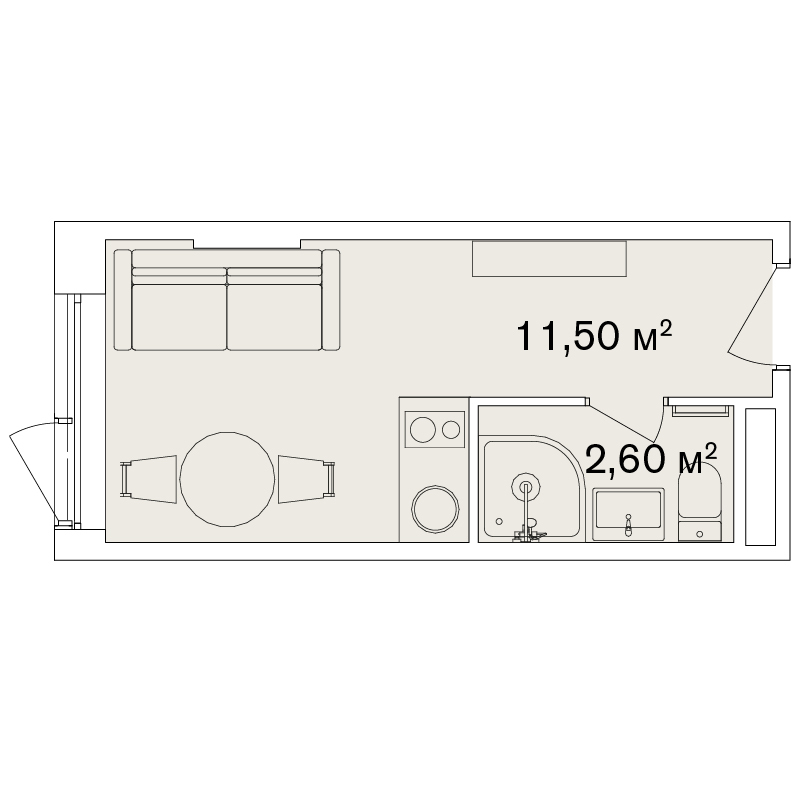 1-кімнатна 14.1 м² в Апарт-комплекс Smart Hill від 69 252 грн/м², м. Яремче