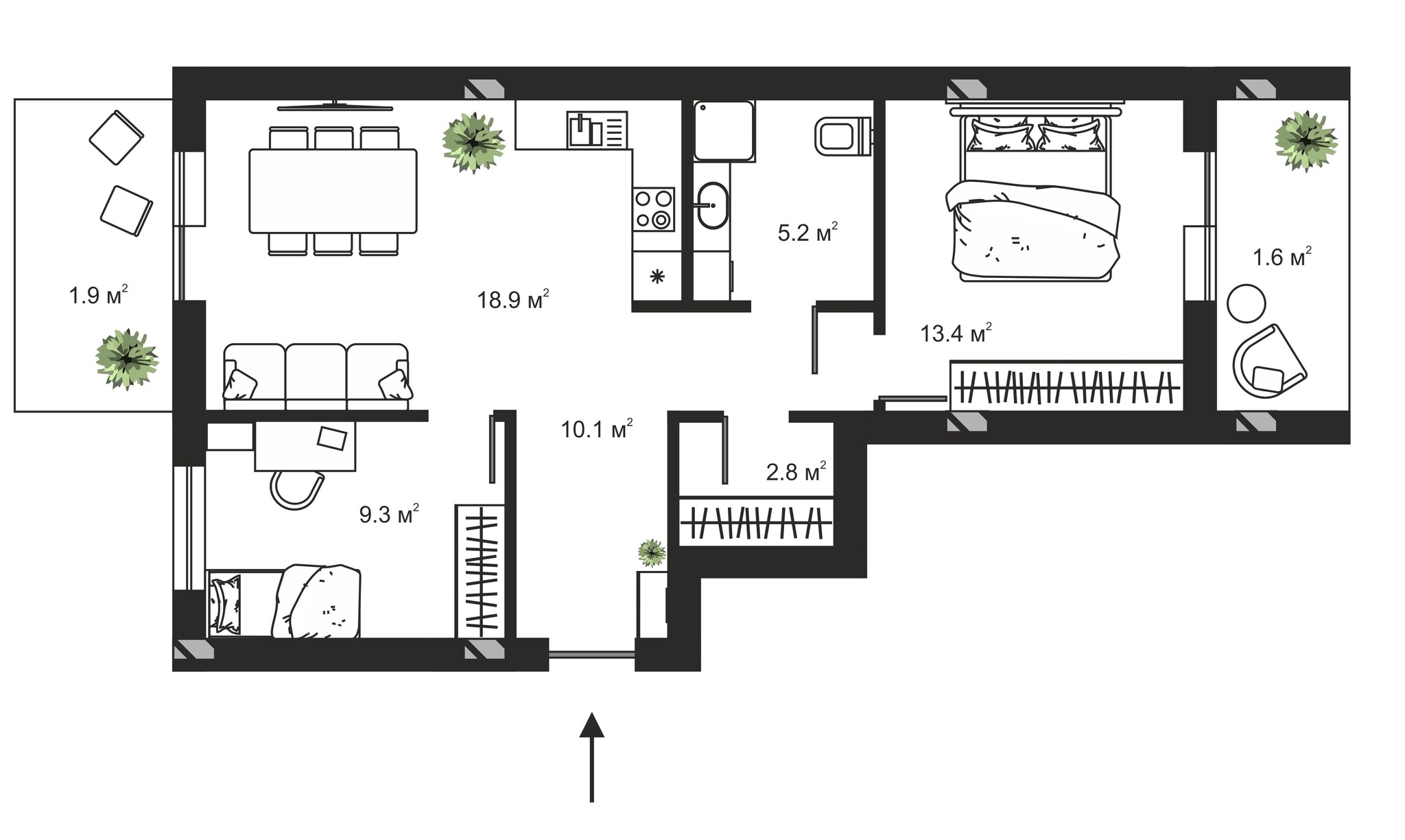 2-комнатная 63.2 м² в ЖК Sky Towers от 48 158 грн/м², г. Тячев