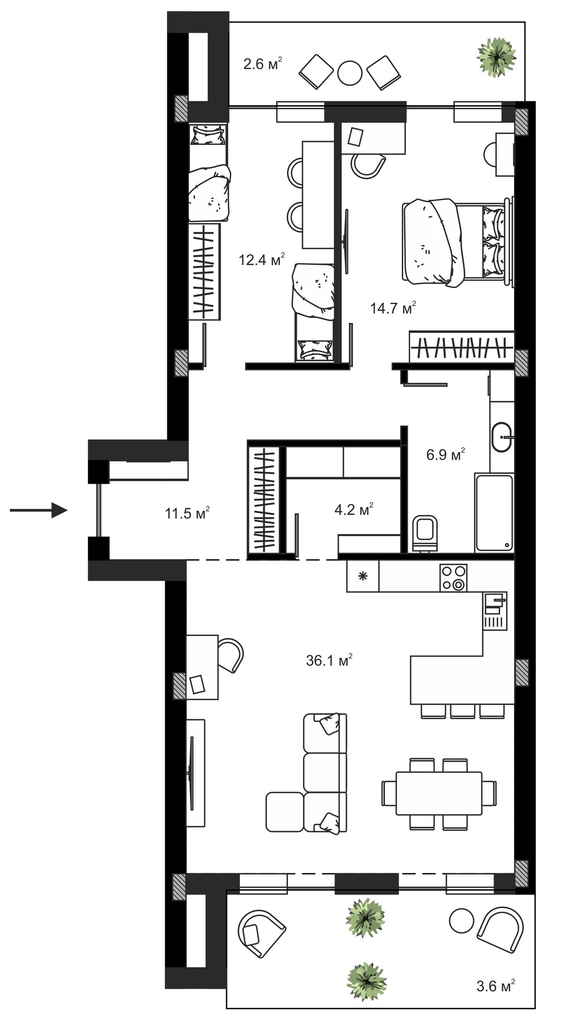 3-кімнатна 92 м² в ЖК Sky Towers від 48 158 грн/м², м. Тячів