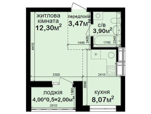 Смарт 29.74 м² в ЖК Кришталевi джерела від 52 250 грн/м², Київ