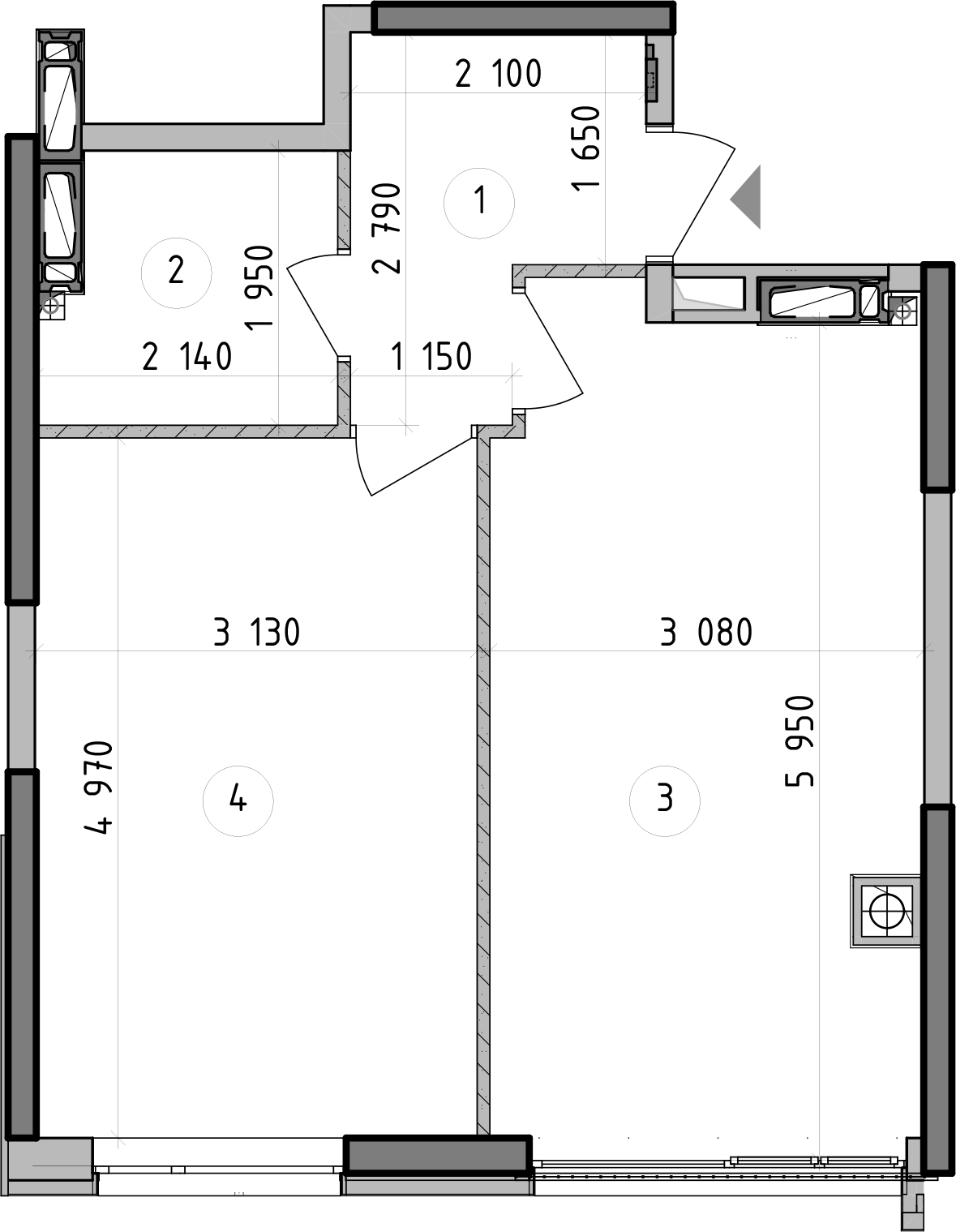 1-кімнатна 42.32 м² в ЖК Оптимісто від 41 200 грн/м², с. Гатне