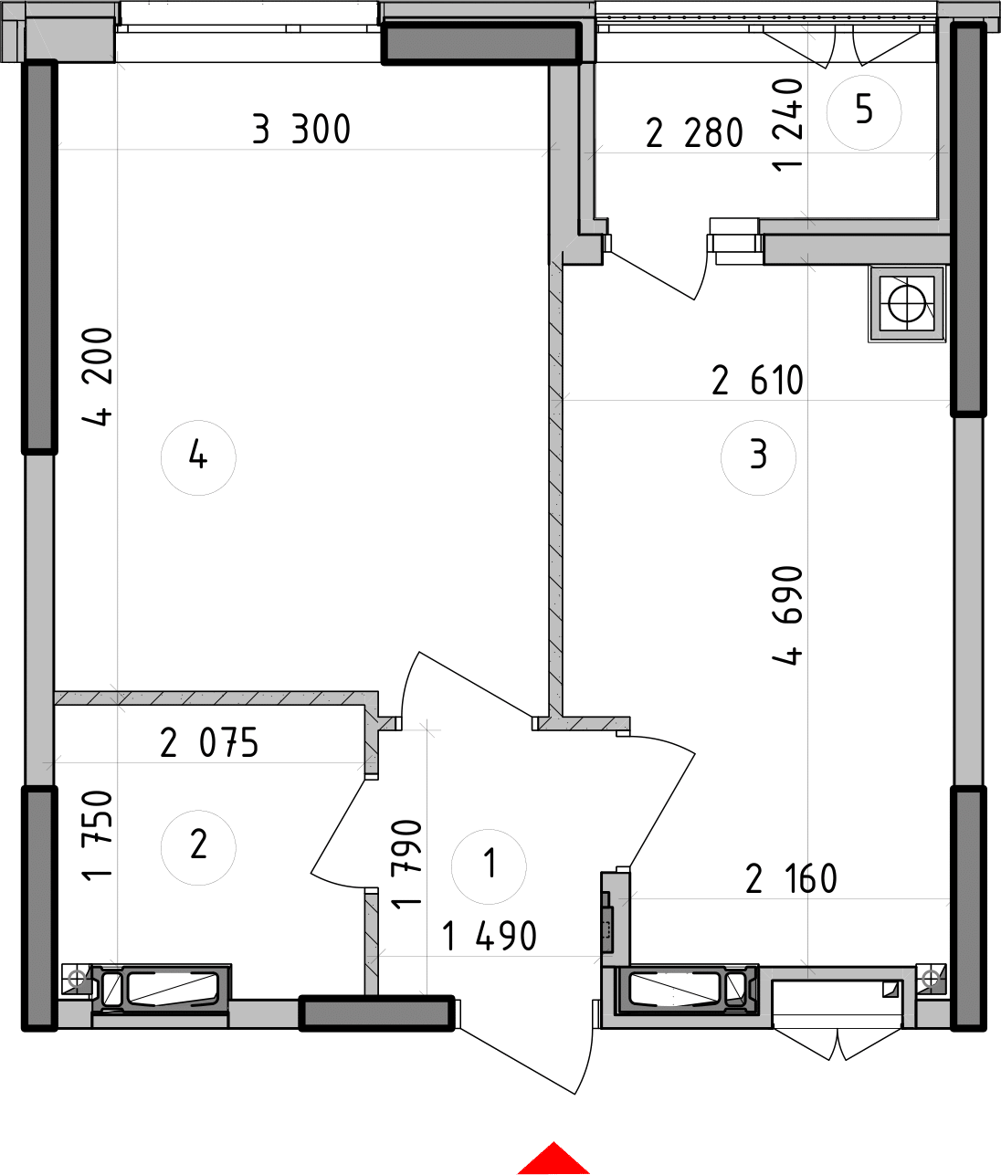 1-кімнатна 34.7 м² в ЖК Оптимісто від 49 000 грн/м², с. Гатне