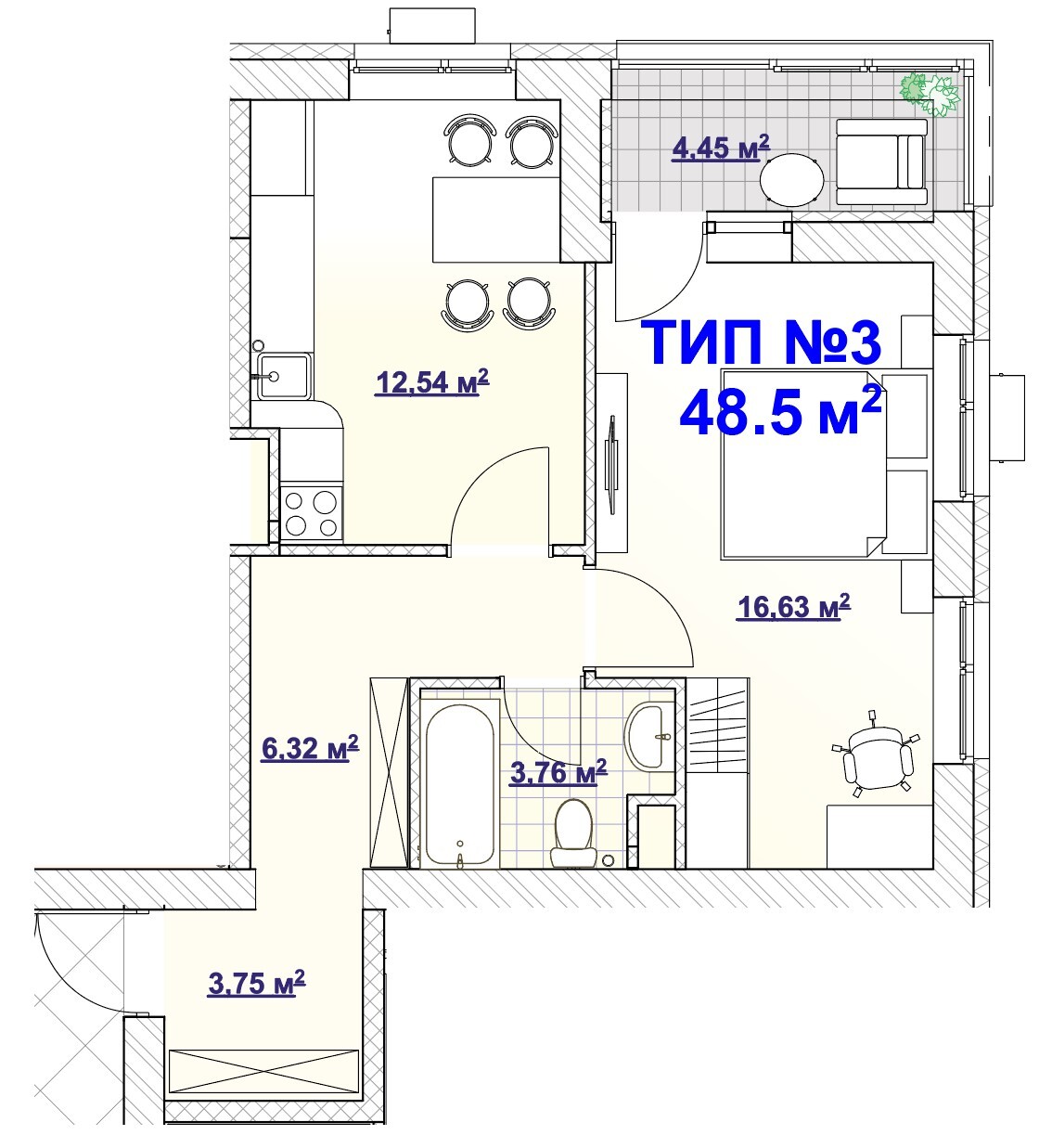 1-кімнатна 48.5 м² в ЖК BARVY від 31 840 грн/м², Дніпро