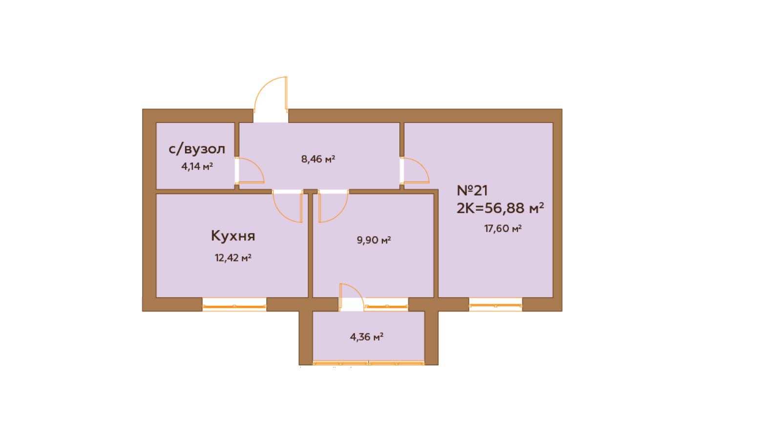 2-комнатная 56.88 м² в ЖК Гранд Виллас от 23 880 грн/м², пгт Ворзель