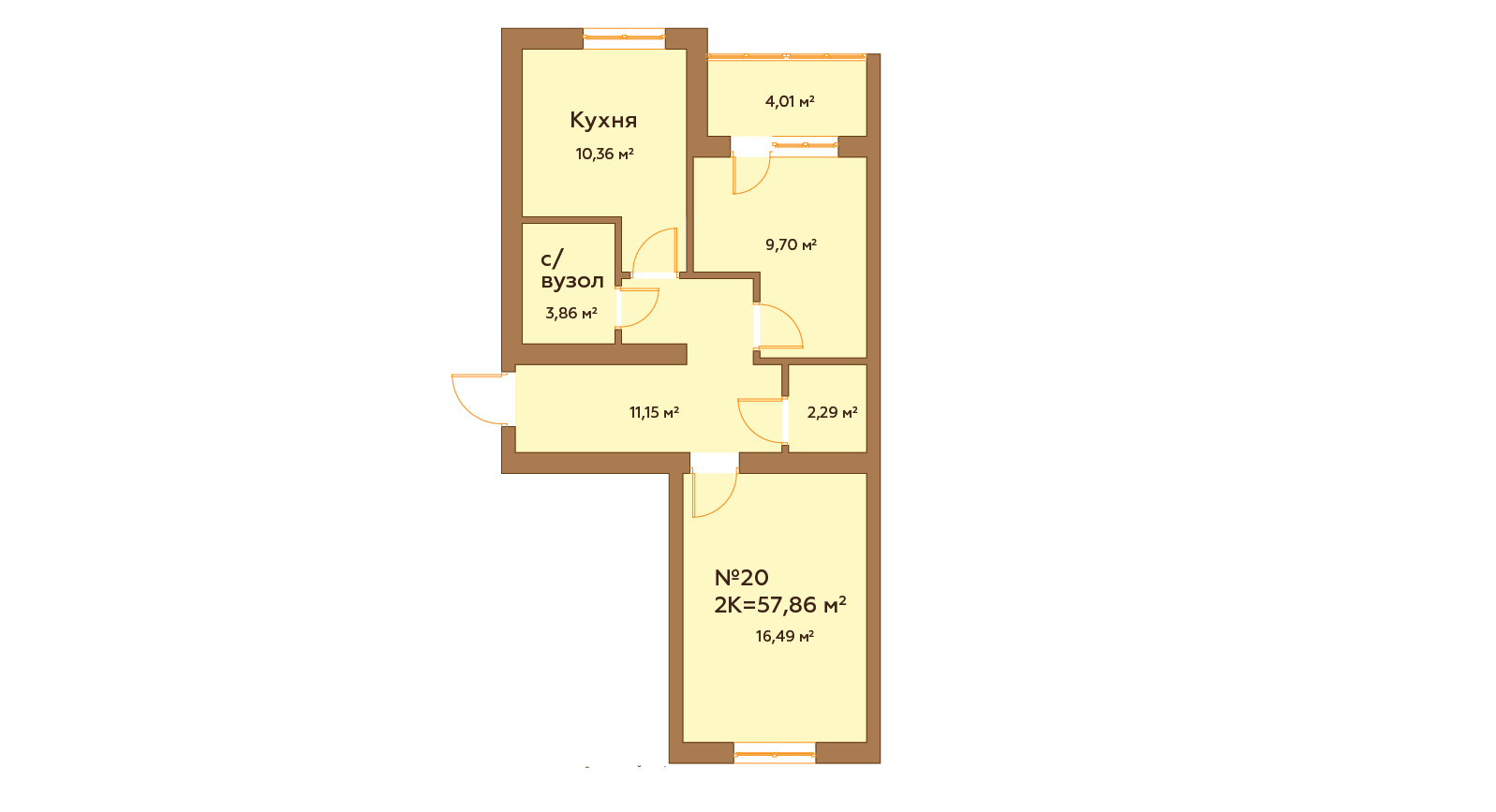 2-комнатная 57.86 м² в ЖК Гранд Виллас от 23 880 грн/м², пгт Ворзель