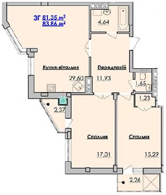 3-комнатная 83.86 м² в ЖК Гармонія от 17 650 грн/м², г. Стрый