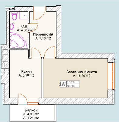 1-комнатная 36.19 м² в ЖК Талисман от застройщика, г. Ирпень