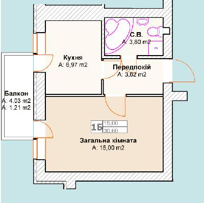 1-кімнатна 30.6 м² в ЖК Талісман від забудовника, м. Ірпінь