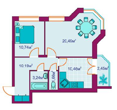 2-комнатная 59.2 м² в ЖД Панорамный 2 от застройщика, г. Ирпень