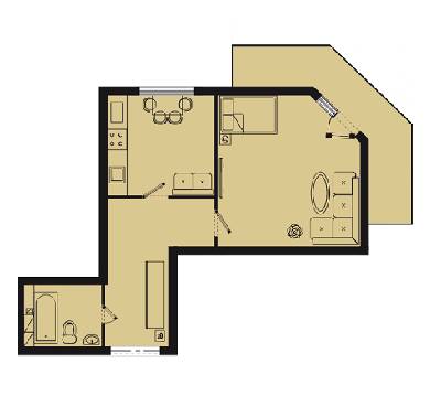 1-комнатная 45.4 м² в ЖК Два Академика от застройщика, Одесса