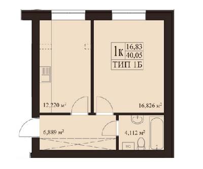 1-комнатная 40.05 м² в ЖК Вересневый от 13 150 грн/м², пгт Гостомель