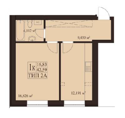 1-кімнатна 42.59 м² в ЖК Вересневий від 13 150 грн/м², смт Гостомель