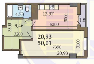 1-комнатная 50.01 м² в ЖК на ул. Гарматная, 39Г от 25 496 грн/м², Киев