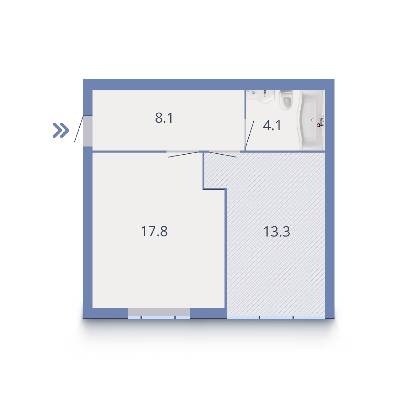 1-комнатная 43.6 м² в ЖК Пушкинский квартал от застройщика, г. Ирпень