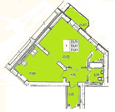 1-комнатная 54.61 м² в ЖК по бул. Боровиковського, 2/4 от застройщика, Полтава