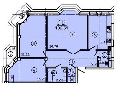 3-комнатная 102.51 м² в КД Покровский от застройщика, Полтава