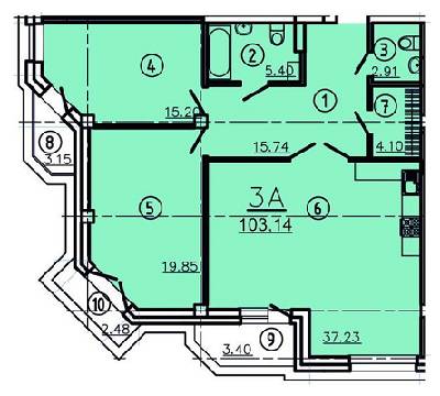 3-комнатная 103.14 м² в КД Покровский от застройщика, Полтава