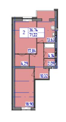 2-комнатная 71.22 м² в ЖК Триумф от 13 300 грн/м², Винница