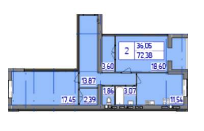 2-комнатная 72.38 м² в ЖК Триумф от 13 300 грн/м², Винница