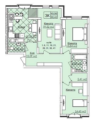 3-комнатная 90.42 м² в ЖК Auroom Tower от 16 900 грн/м², Львов