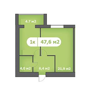 1-кімнатна 47.6 м² в ЖК Затишна Оселя від забудовника, смт Глеваха