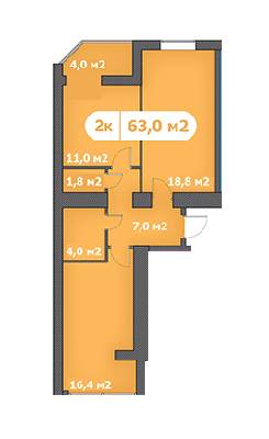 2-комнатная 63 м² в ЖК Затишна Оселя от застройщика, пгт Глеваха