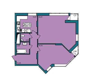 2-комнатная 77.54 м² в ЖК Автограф от застройщика, Хмельницкий