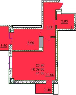 1-комнатная 41.6 м² в ЖК на ул. Перекопская, 171А от застройщика, Херсон