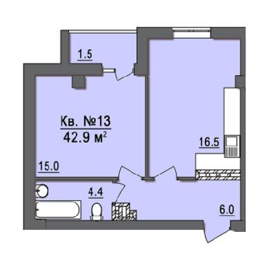1-кімнатна 42.9 м² в ЖК Дім на Запорізькій від забудовника, Одеса