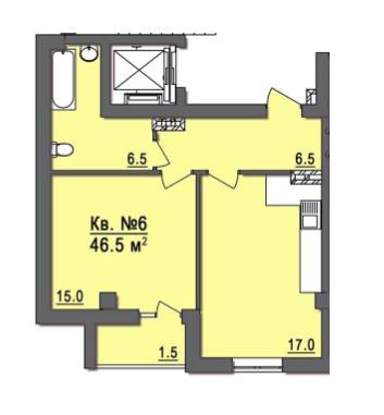 1-комнатная 46.5 м² в ЖК Дом на Запорожской от застройщика, Одесса