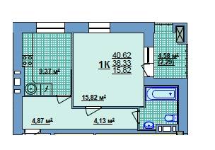 1-кімнатна 40.62 м² в ЖК на вул.Іллюши Кулика, 143А від 10 950 грн/м², Херсон