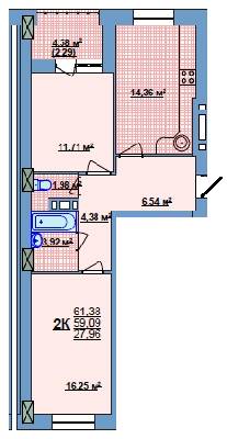 2-кімнатна 61.38 м² в ЖК на вул.Іллюши Кулика, 143А від 10 950 грн/м², Херсон