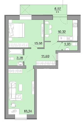 2-комнатная 63.23 м² в ЖК Місто Комфорту на Лісневицькій от застройщика, г. Пустомыты