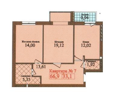 2-кімнатна 66.9 м² в ЖК Центральний від 10 500 грн/м², м. Стрий