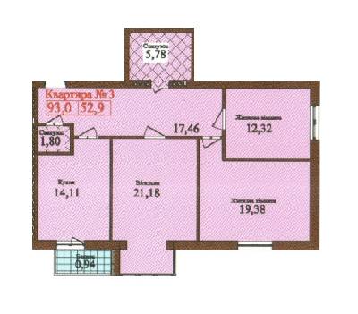 3-кімнатна 93 м² в ЖК Центральний від 9 грн/м², м. Стрий