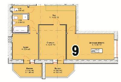 2-комнатная 61.96 м² в ЖК Полтавский от застройщика, г. Буча