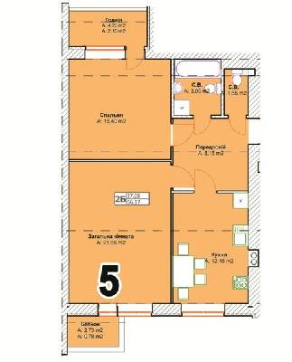 2-комнатная 66.17 м² в ЖК Полтавский от застройщика, г. Буча