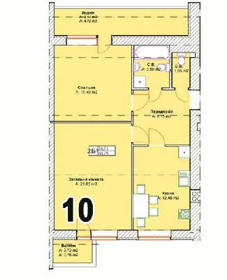 2-кімнатна 68.79 м² в ЖК Полтавський від забудовника, м. Буча