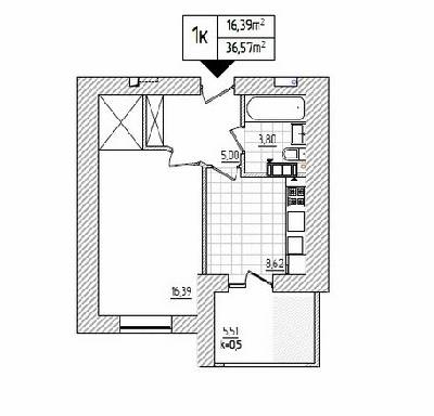 1-комнатная 36.57 м² в ЖК Акварели-2 от 15 500 грн/м², г. Вишневое