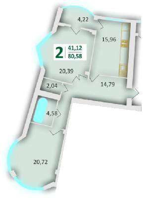 2-кімнатна 80.58 м² в ЖК на вул. Червоної Калини, 58 від забудовника, Львів