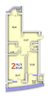 2-комнатная 74.75 м² в ЖК Эко-дом на Стуса от застройщика, Львов