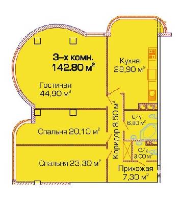 3-кімнатна 142.8 м² в ЖК Альтаїр від забудовника, Одеса