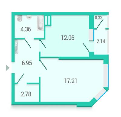 1-комнатная 45.82 м² в ЖК Гвардейский от застройщика, Киев