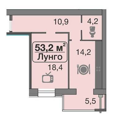 1-комнатная 53.2 м² в ЖК Днепровская Брама от 14 500 грн/м², пгт Слобожанское
