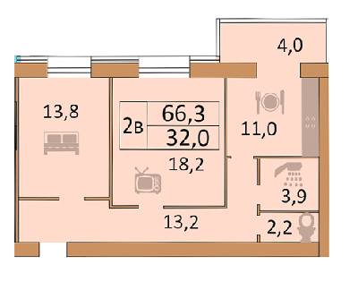 2-кімнатна 66.3 м² в ЖК Сімейний від забудовника, Вінниця