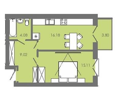 1-комнатная 45.53 м² в ЖК Avalon 5 от 13 700 грн/м², Винница
