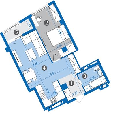 1-кімнатна 54.3 м² в ЖК Парус від забудовника, Львів