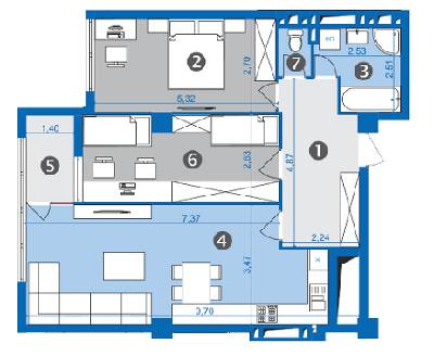 2-комнатная 76.31 м² в ЖК Парус от застройщика, Львов